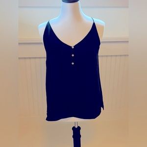 NWT Loft Spaghetti Strap Black Tank with Gold Button Detailing.